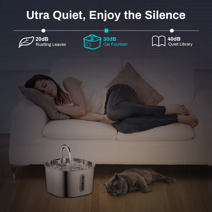 Fuente de agua para gatos con bomba ultra silenciosa y circulación continua